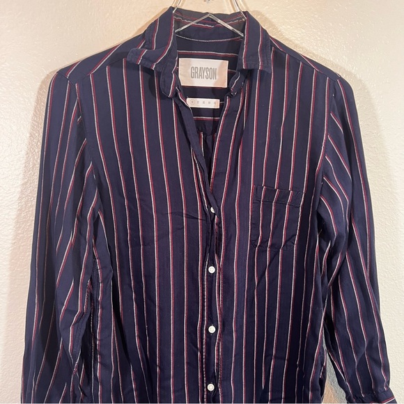 GRAYSON the Hero navy striped button down shirt - Picture 7 of 9